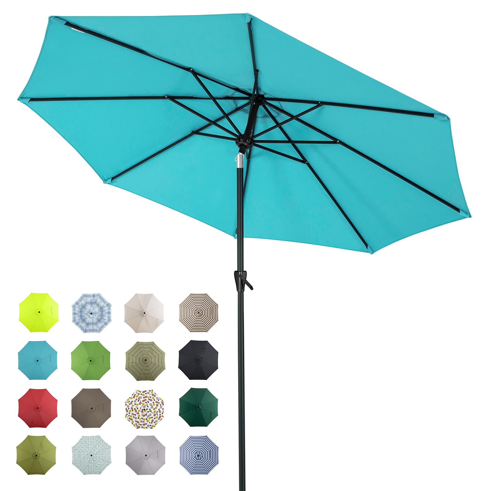 Tempera Patio Market Outdoor Table Umbrella with Auto Tilt and Crank,Large Sun Umbrella with Sturdy Pole&Fade resistant ca...