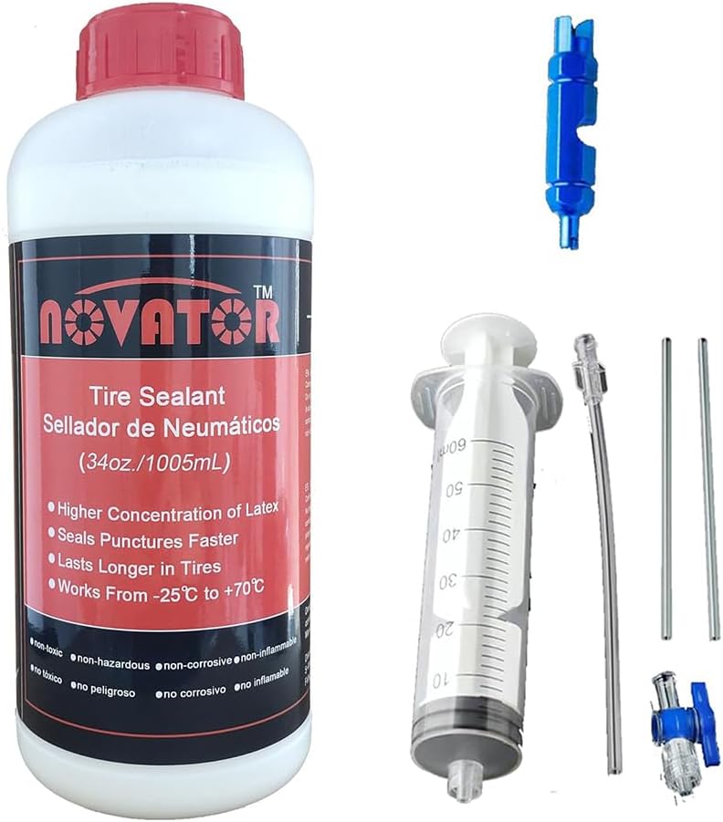 NOVATOR Endurance Bike Tire Sealant for Tubeless, Tubulars, Tubes, Seals Faster, Lasts Longer, Micro-Fiber for MTB, Road, Gravel Bicycle Tires