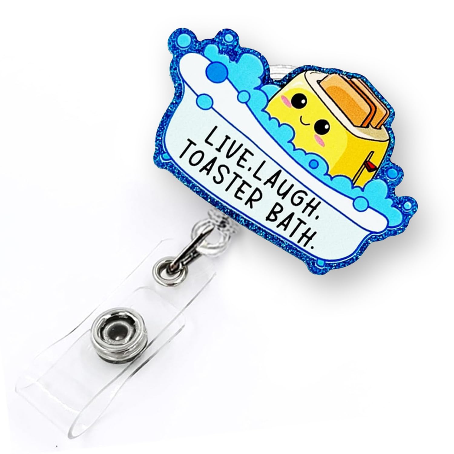 Live Laugh Toaster Bath Badge Reel Retractable for Nurse Nursing RN CNA Doctor Medical Worker & Teacher | Funny Nurse Gifts ID Name Badge Holder with Alligator Clip & 24” Durable Nylon Cord | Acrylic — image 1