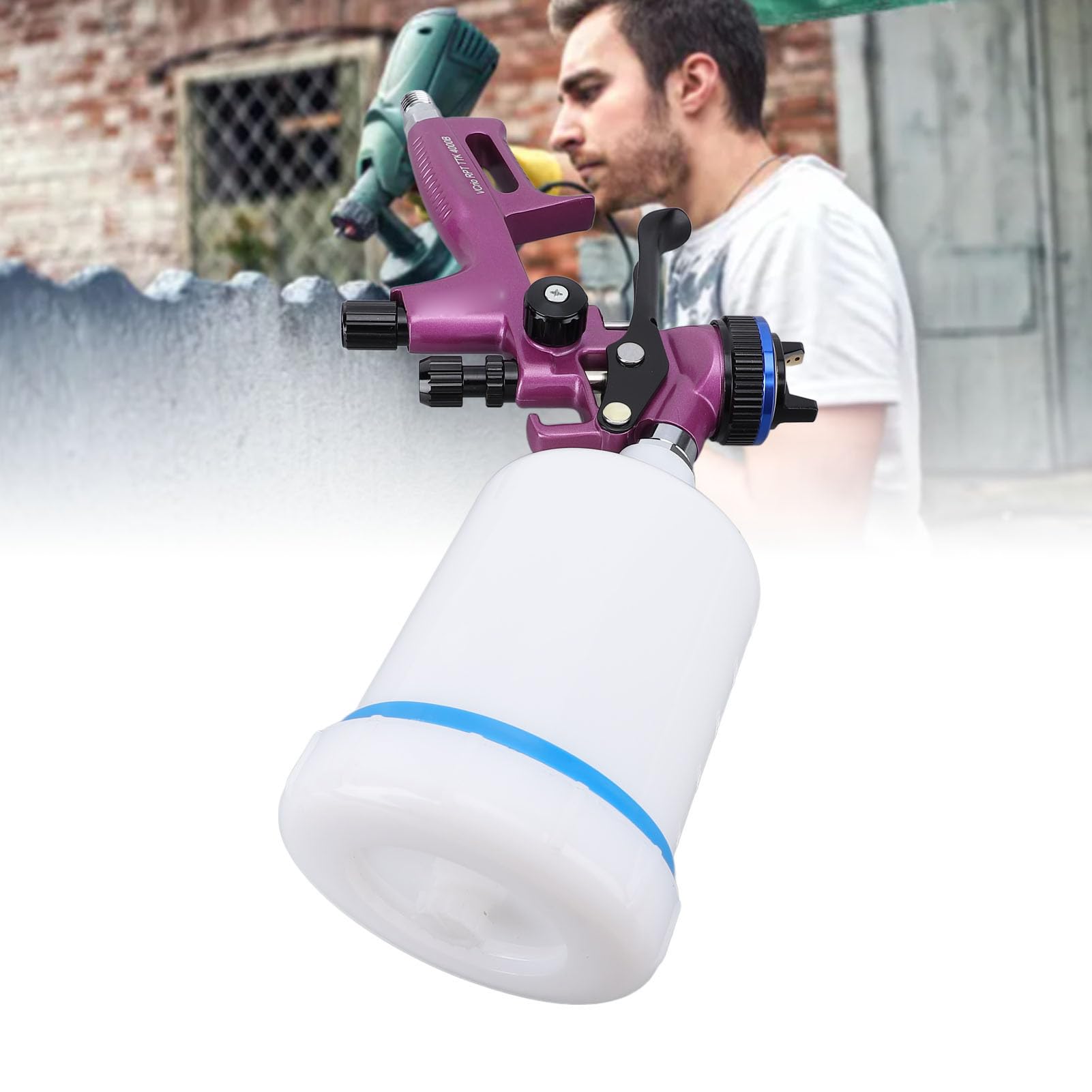 Fockety HVLP Pistolet Natryskowy, Opryskiwacz Farby z dyszą 1,3 Mm, 600 Ml Filiżanki i Regulowane Wzory Natryskowe, Pistolet do Sprayu, do Malowania Domowego, Meble, ściany