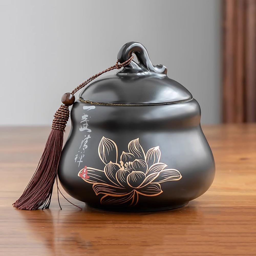 Bocaux à thé en céramique de 13,8 cm de style chinois avec couvercle hermétique