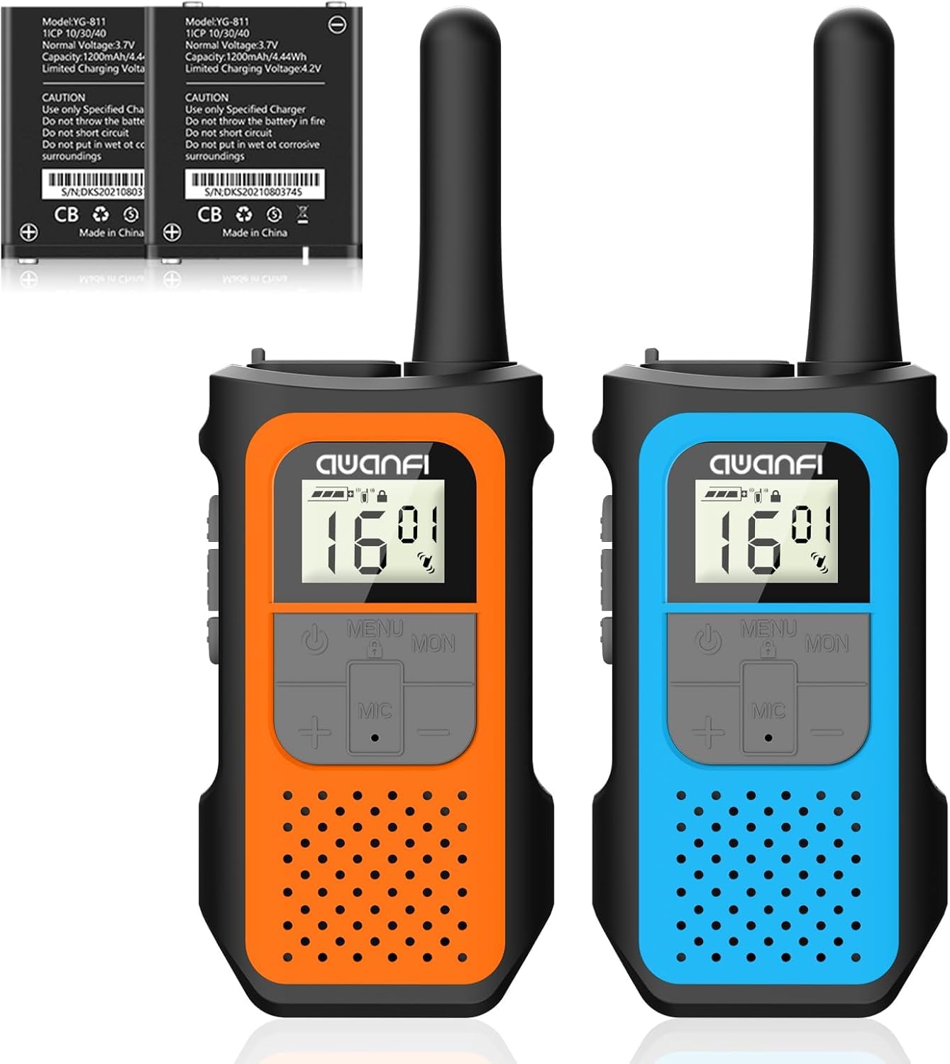 AWANFI Walkie Talkies for Adults Kids, 4 Pack Rechargeable Walkie Talkies with 1200mAh Battery, Long Range 16 Channels Radios, Walky Talky with USB-C Cable, VOX-Hands free for Outdoor Camping Hiking — view 8