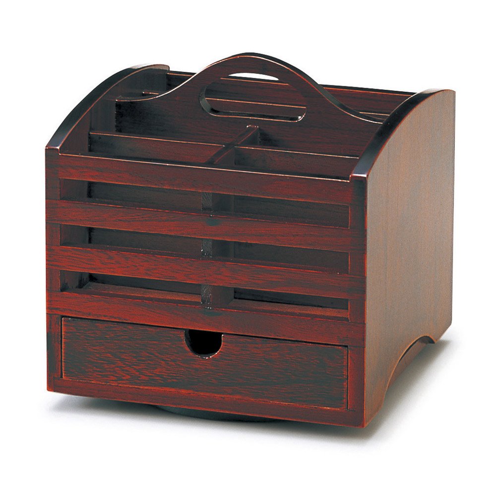 Higashide Lacquerware Remote Control Rack, Brown, Size: 7.9 x 7.9 x 8.3 inches (20 x 20 x