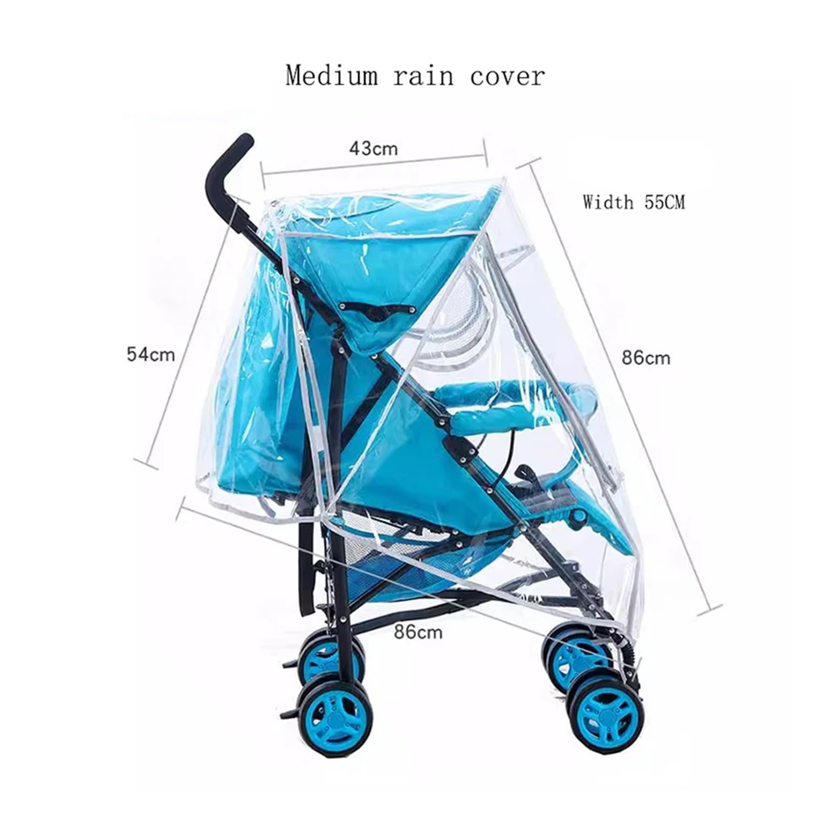 Housse Pluie pour Poussette Housse de Pluie Universelle imperméable for Poussette, Accessoires de Poussette, Pare-Vent Transparent, Fermeture éclair Ouverte for poussettes, imperméable(YJ37801)