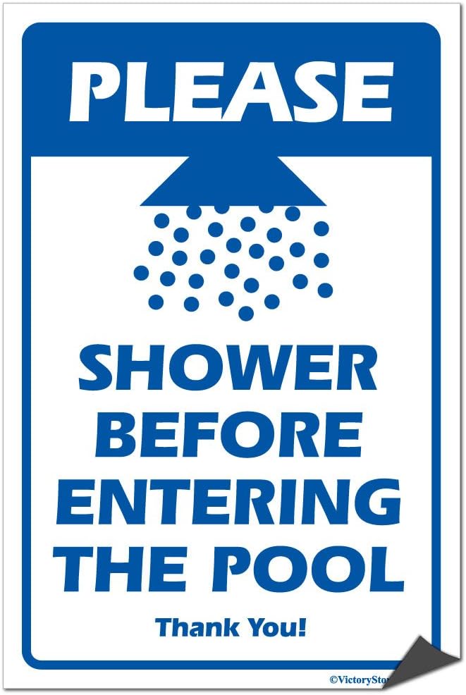 VictoryStore Stickers - Please Shower Before Entering The Pool Vinyl Stickers, Set of 2, Size 6 inches X 9 inches