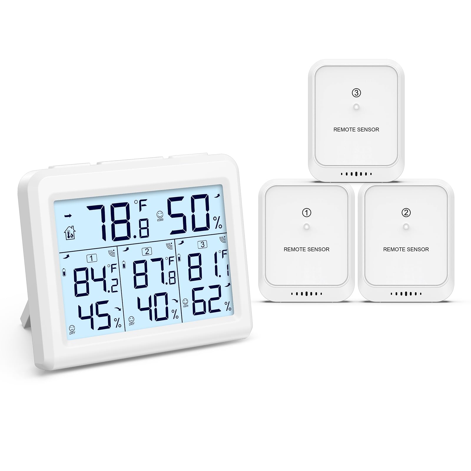 LOFICOPER Indoor Outdoor Thermometer Wireless, Digital Temperature Humidity Meter, Indoor Hygrometer Thermometer with 3 Se...
