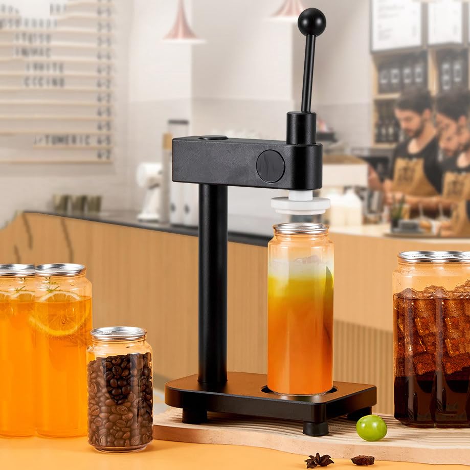 Máquina manual para sellar latas de aleación de aluminio negra para el hogar
