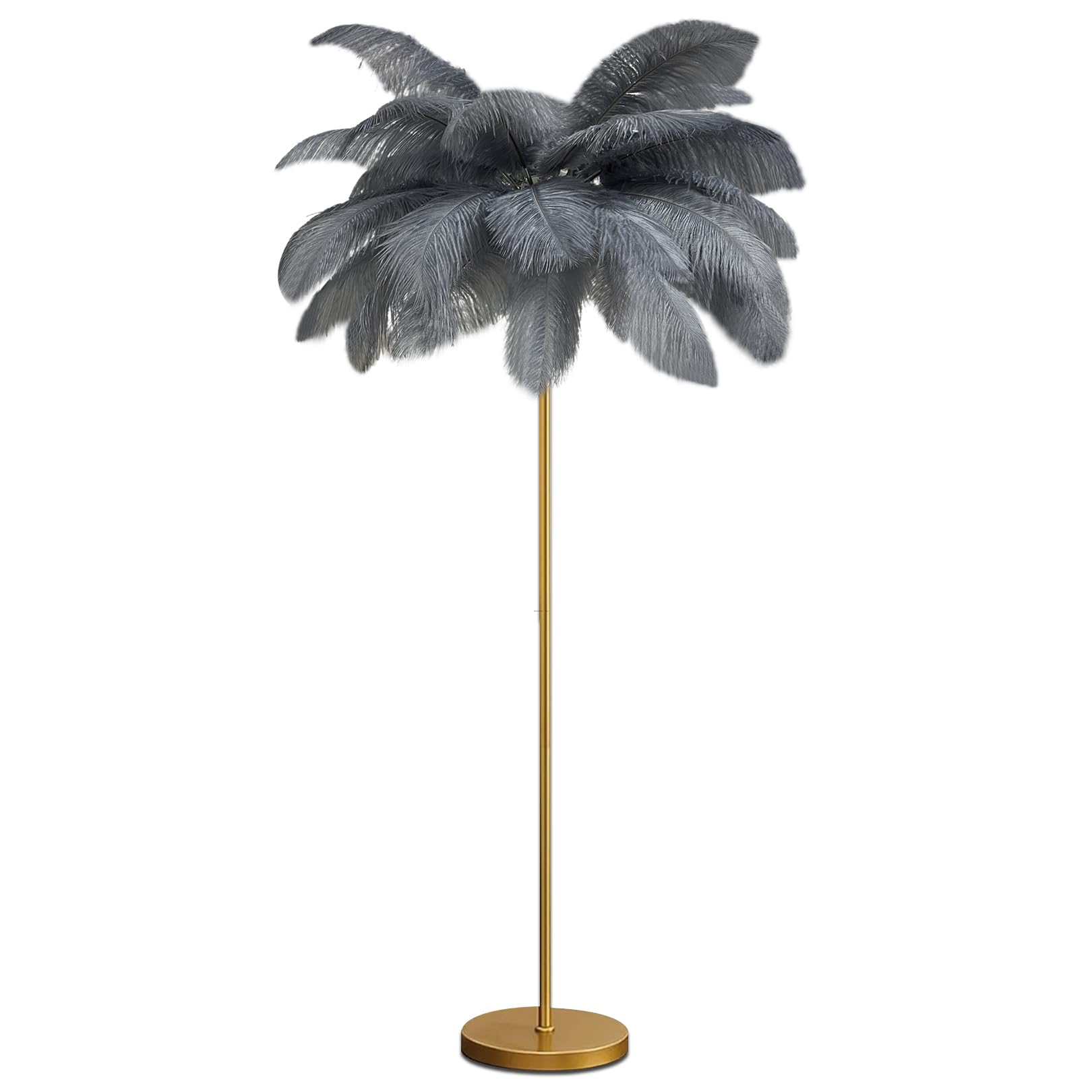 Ostrich Feather Floor LampModern Luxury Real Ostrich Feather Gold Floor Lamp Resin Nordic Standing Lamp Villa Repot Hotel Decor Lighting Romantic Princess Bedroom Bedside Floor Lamp Brown 160cm