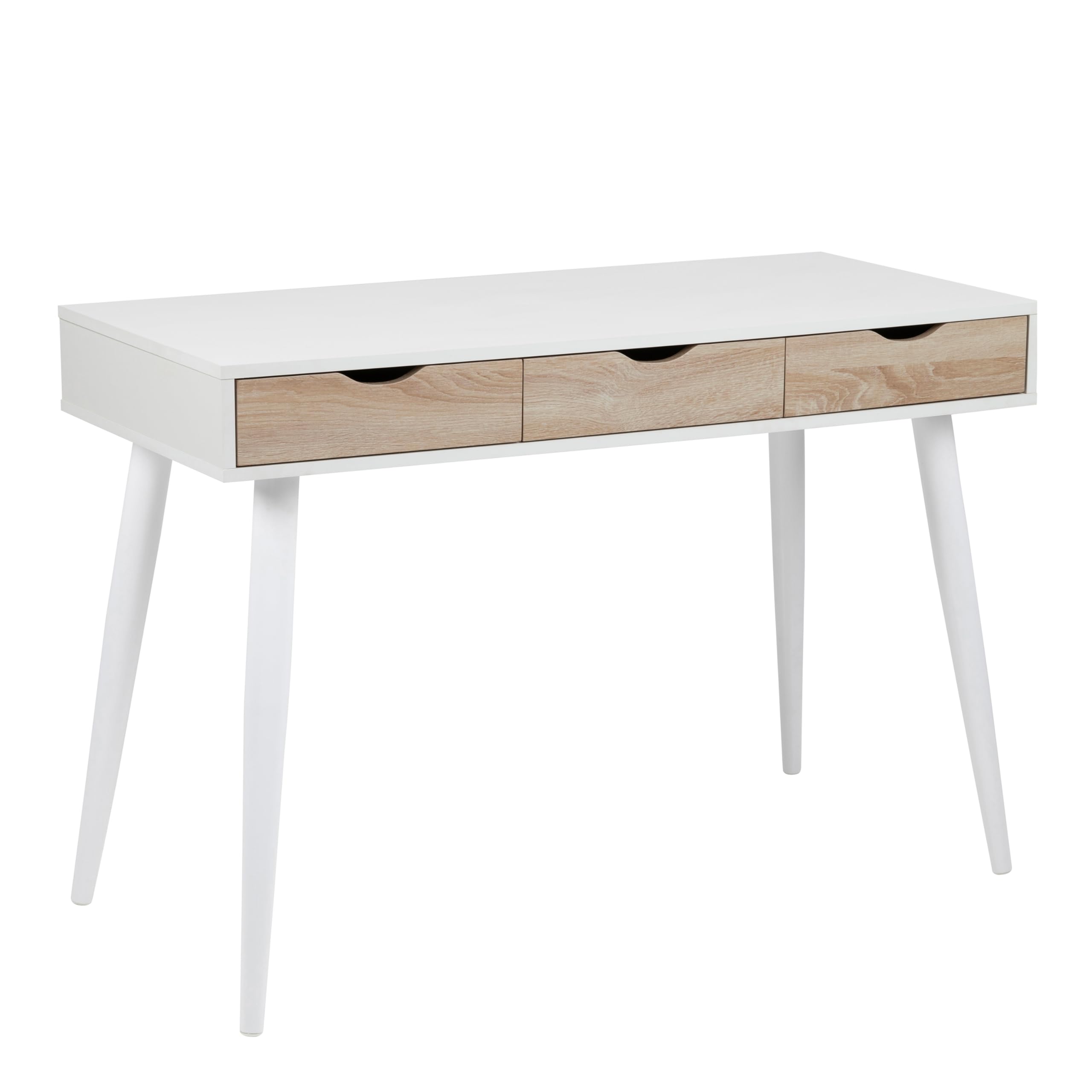 Furniture To Go | Neptun 3 Drawer Desk in White with 3 Oak Drawers