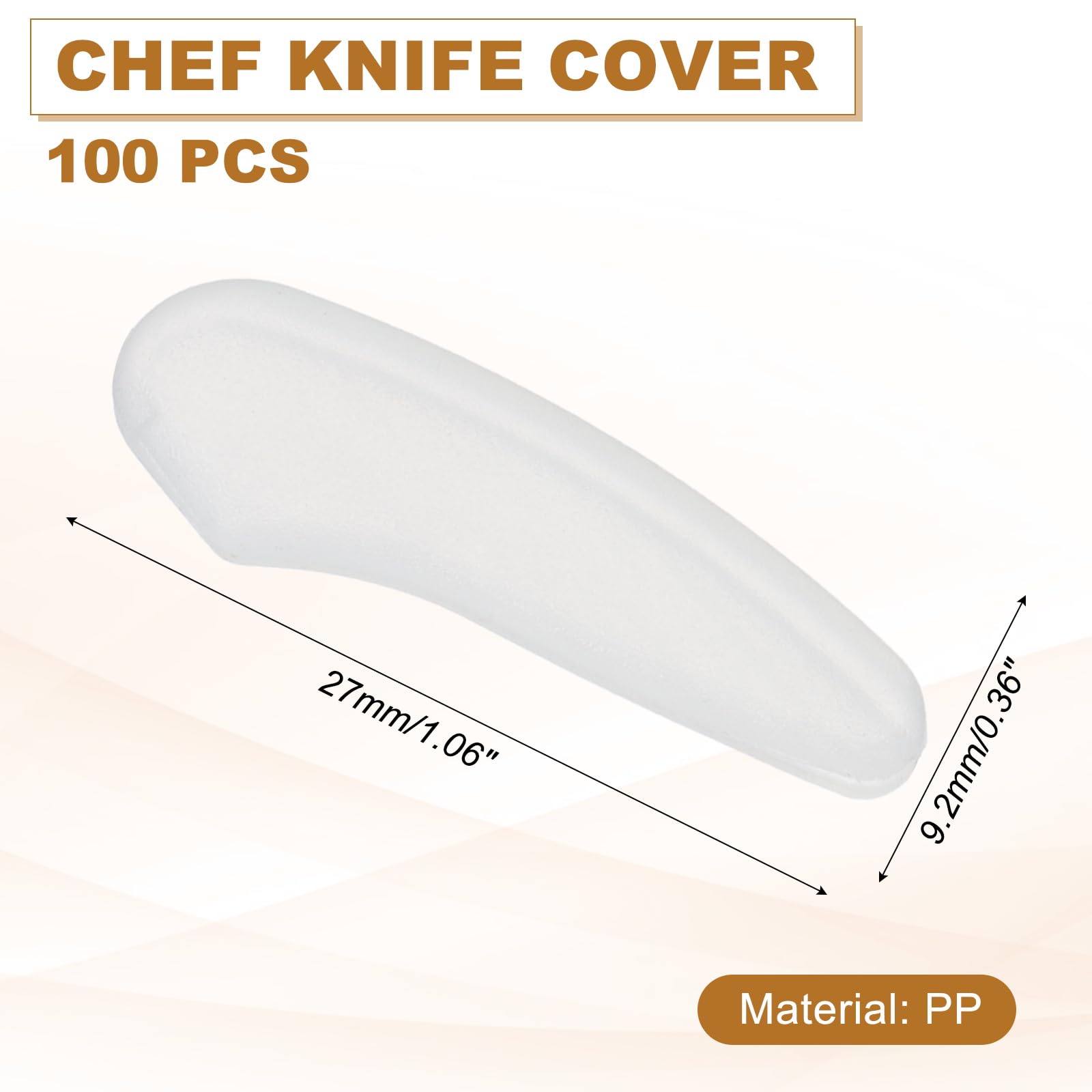PATIKIL 100Pcs Copri Punta Coltello, 0.36" x 1.06" Coperture Protettive in Plastica per Punta Coltello da Cucina, Bianco