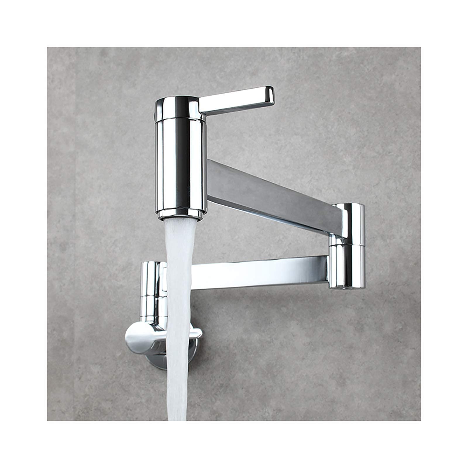 Yjyjy Chrome Faucets,Kitchen Tap Brass Cold Water Taps Folding Pot Filler With Joint Swing Arm, Wall Mount Sink Faucet Handle Single Hole Kitchen Faucet