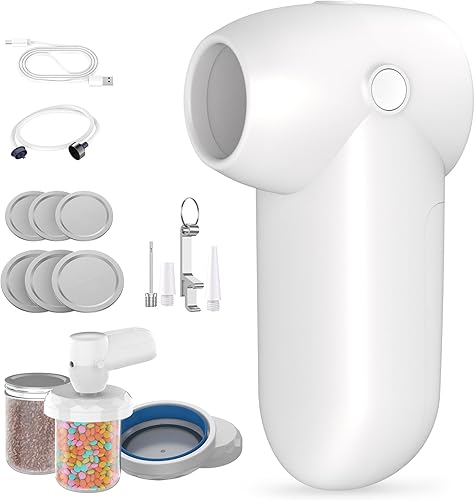 Sellador al vacío para tarros Mason-Electric 6 en 1, sellador de alimentos, sellador al vacío de mano, kit de bomba de aire para tarro Mason de boca