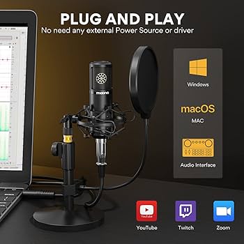 maono AU-AM100＆AU-PM320T★ Amazon.com: MAONO Condenser Microphone with 25mm Large