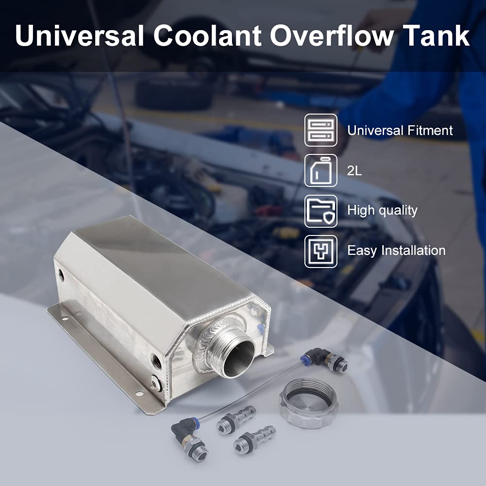 Coolant Overflow Tank 2L Coolant Reservoir Made of Aluminum Radiator