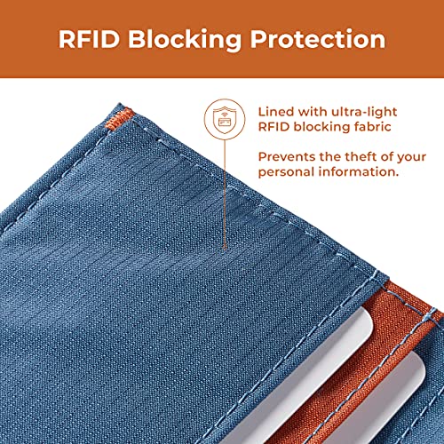 Allett Hybrid Card Wallet, Indigo Blue | Nylon, RFID Blocking, Vertical Layout | Minimalist, Bifold, Card Holder, Water Resistant, Thin, Front Pocket | Holds 3-10+ Cards, Cash4