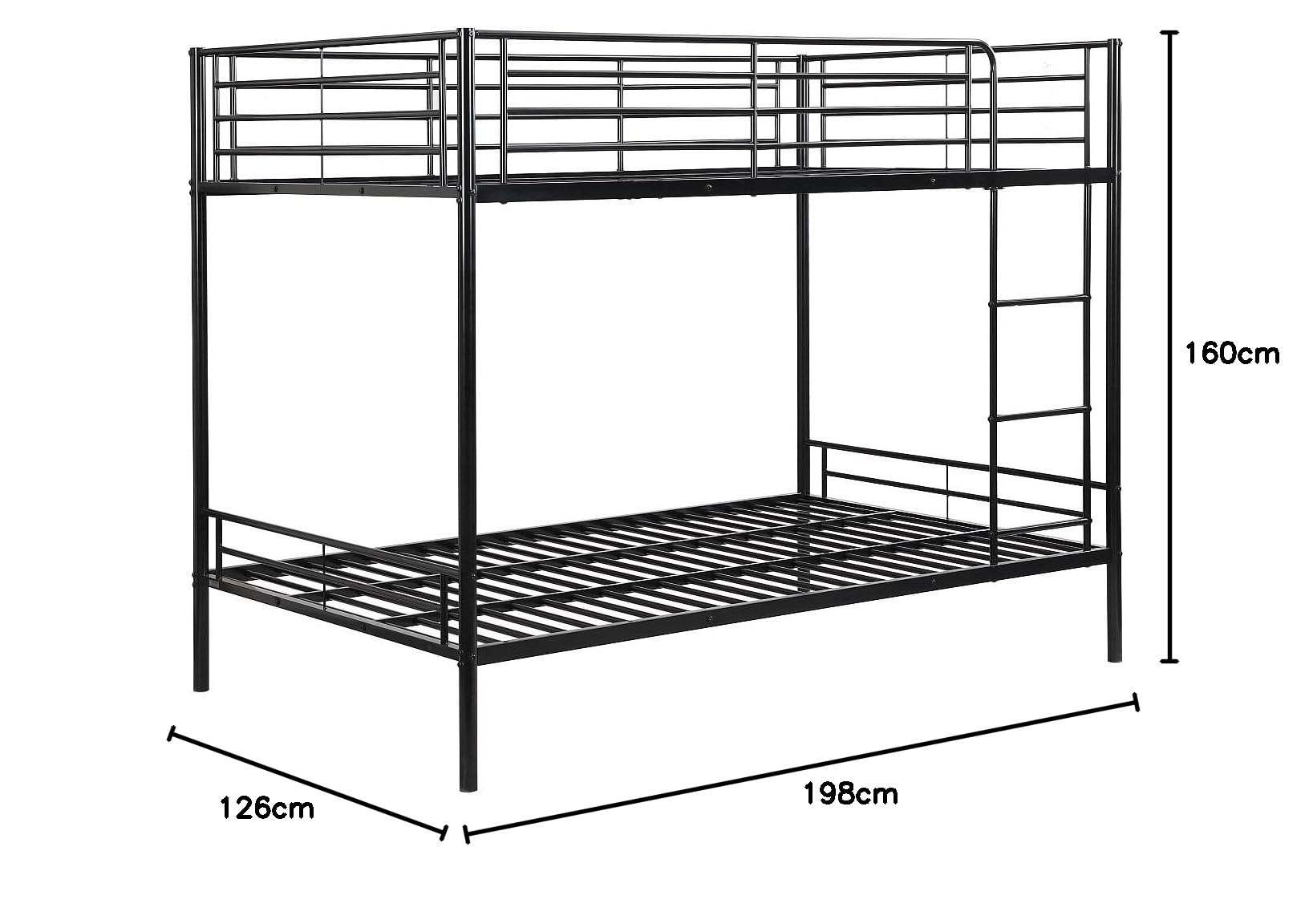 Vente-unique - Letti a castello - 2 x 120 x 190 cm - Nero - DUOTIS II - Letto Bambino