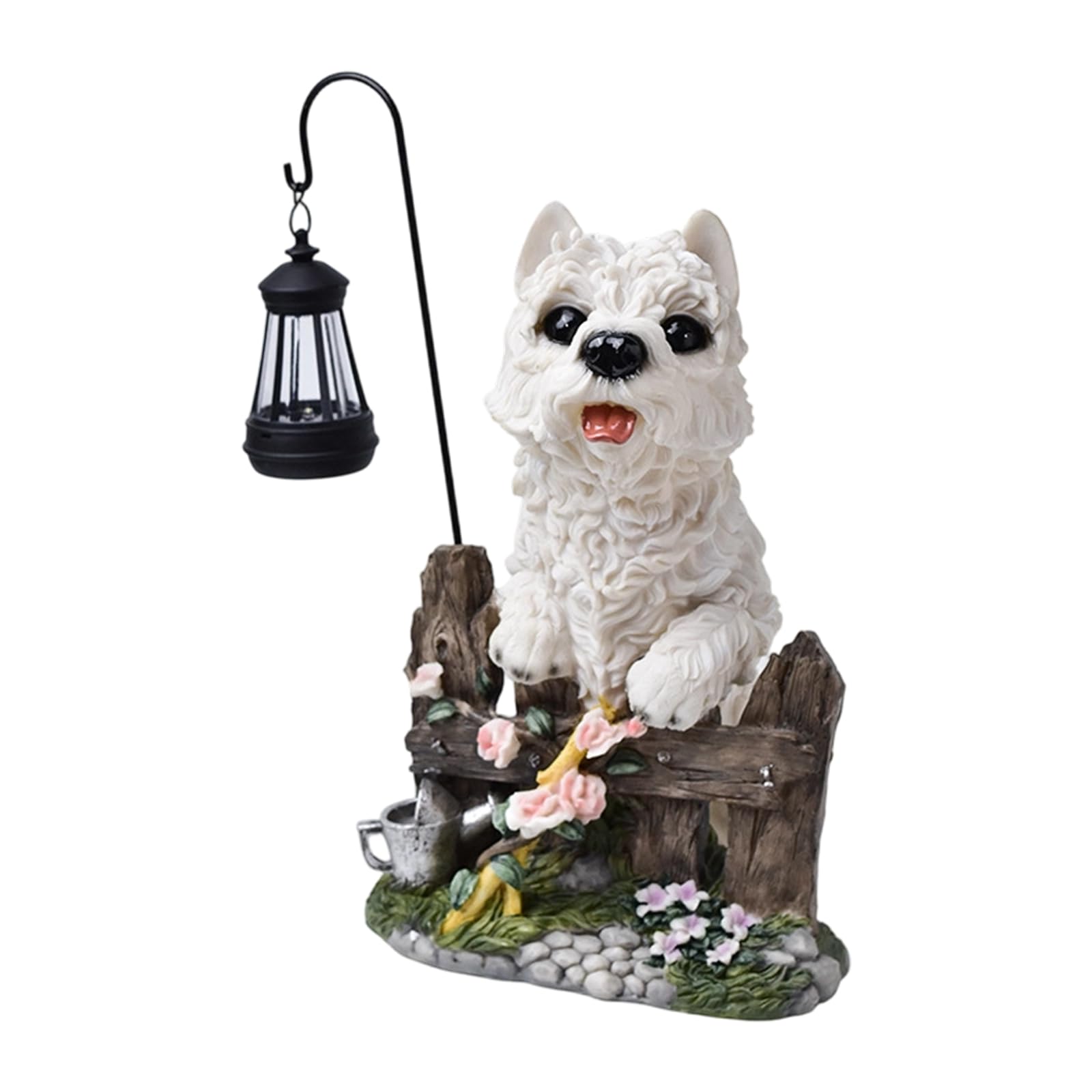 NRGQAXM Dog Statues Outdoor, Dog Solar Lights Outdoor Large Garden Statue with Lanterns-Solar Gardens Statues Figurine Lights Resin Sculpture for Front Yard Decorations Patio Porch Decor