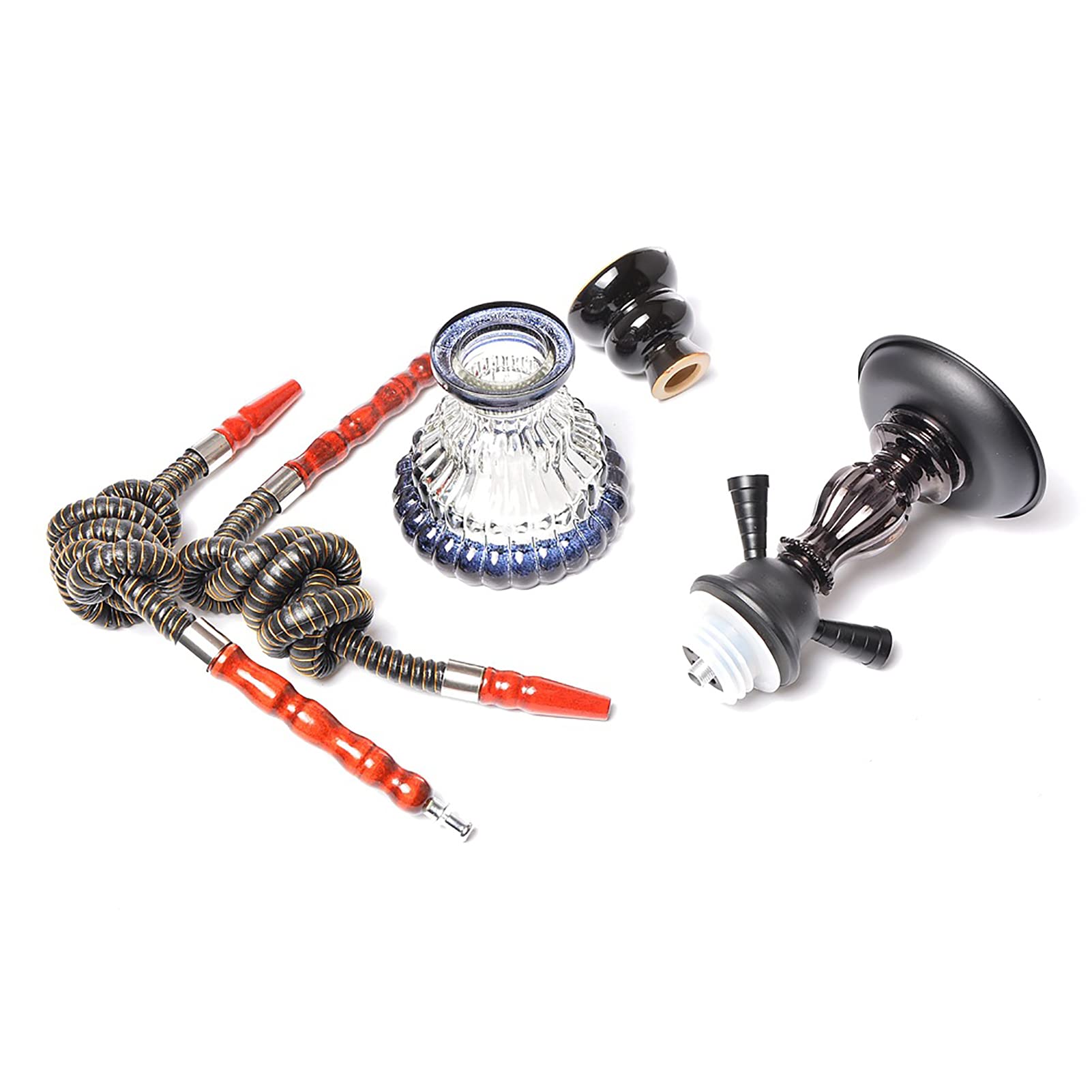 2 Hose Hookah Set, Con La Manguera De La Cachimba De Silicona Lavable, La Casilla De Cristal Moderna De Lujo, Para Un Mejor Fumar De Shisha Hookah, Es Un Regalo Muy