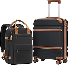 COOLIFE Cabin Suitcase 55X40X20cm and Cabin Backpack 20L(40X25X20cm) Set for EasyJet Airlines Carry on Hand Luggage Travel Bag Hard Shell Suitcase with TSA Lock