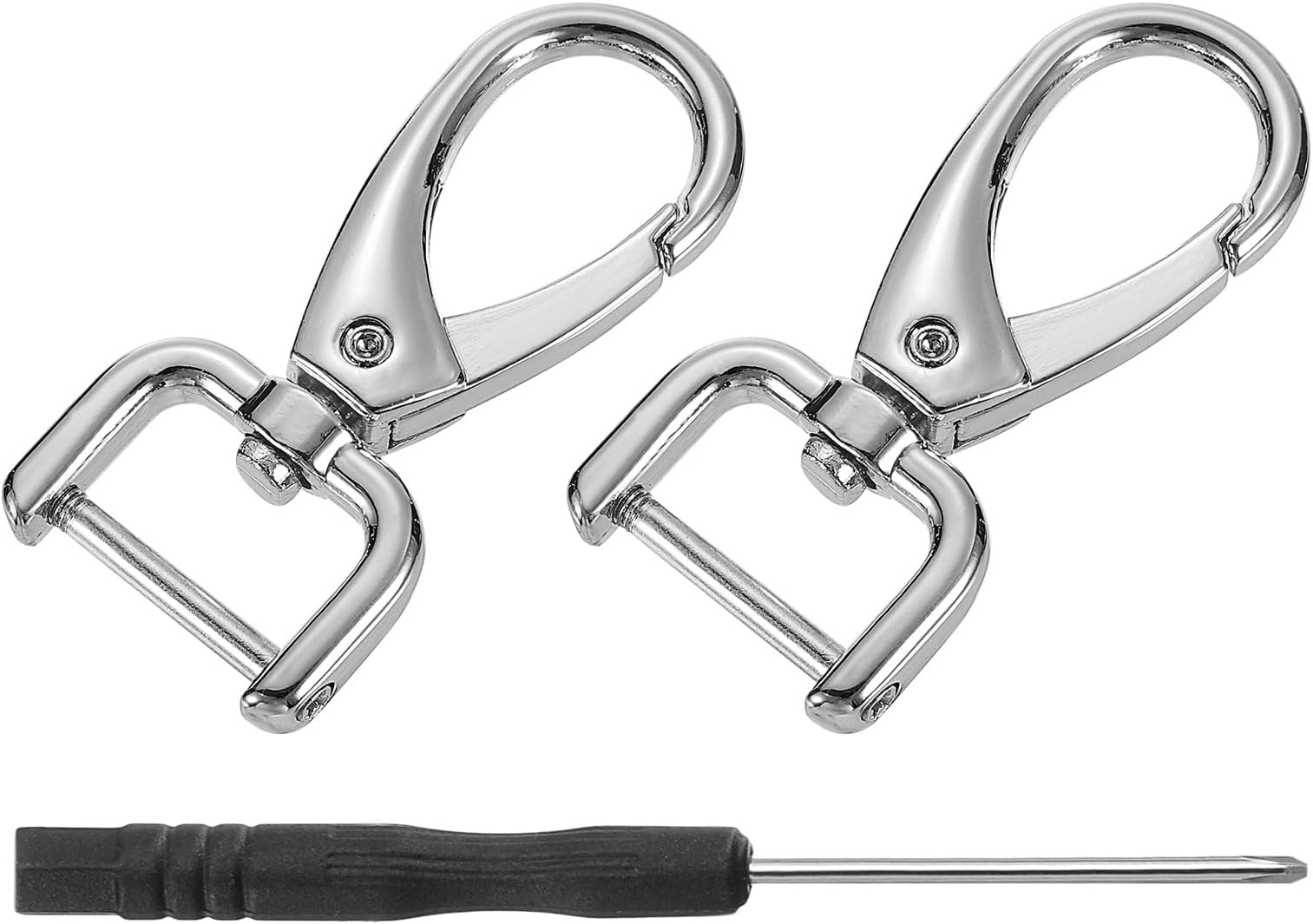 2Pcs Swivel Clasps Hook, 15mm(5/8 Inch) D Ring Detachable Snap Hook Metal Lobster Claw Clasp Hook with Screwdriver for Purse Keychain DIY Craft, Silver