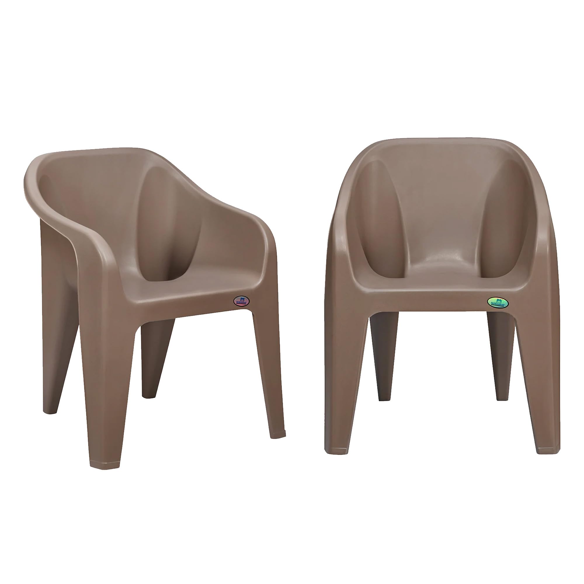 Nilkamal Mid Back Plastic Chair with Arm EEZYGO|3 Years Warranty|Chair for Living Room, Bed Room, Kitchen, Office Room, Outdoor| 100% PolyPropylene Stackable Chair | (Rattan Dark Beige, Set of 2)-image-7
