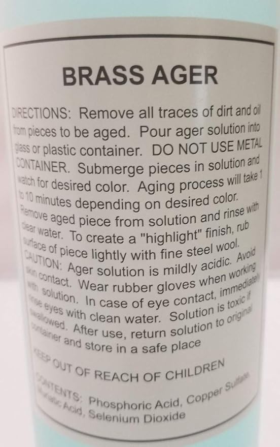 8oz. (Ounce) Brass Ager Darkening Solution antique vintage old metal