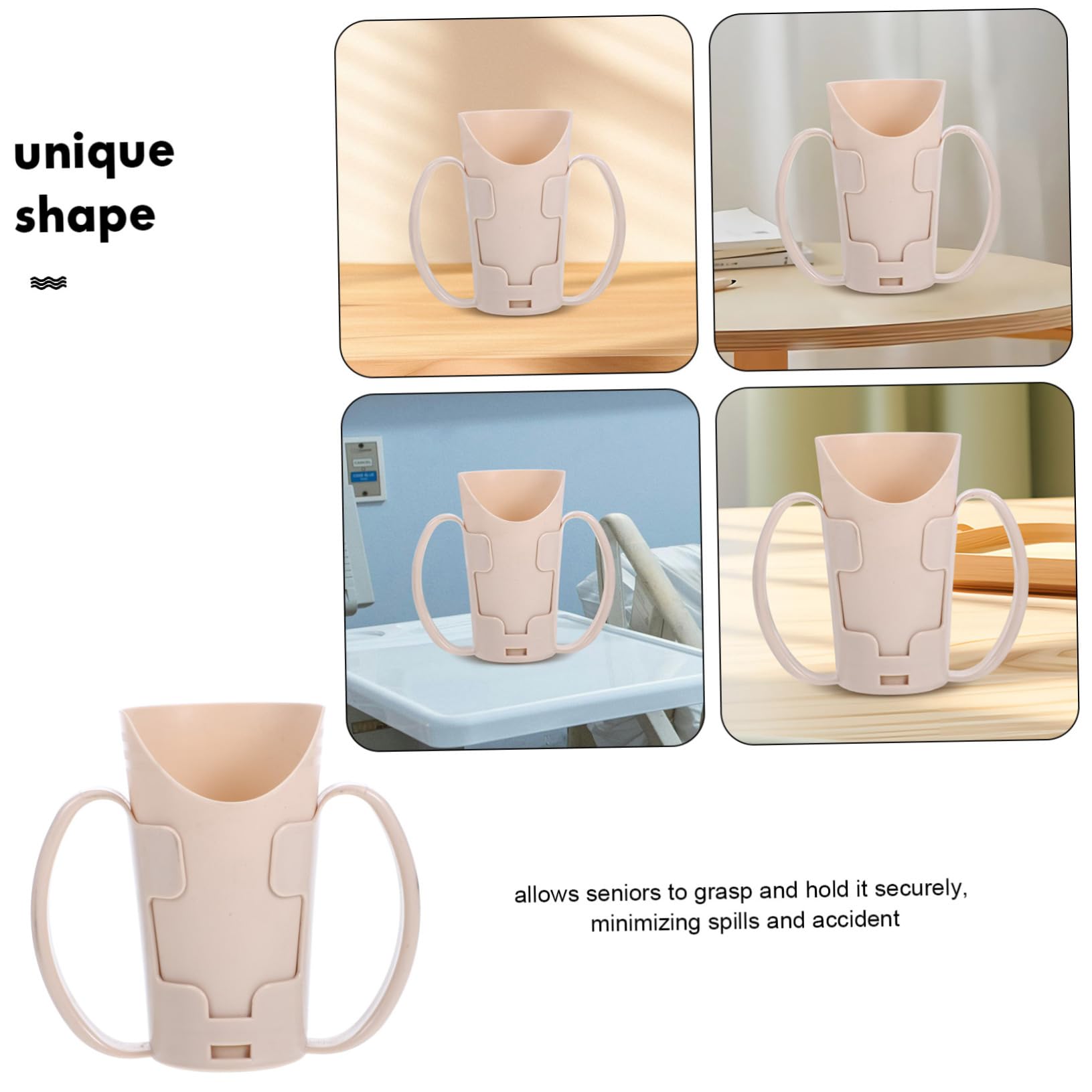 3 Piezas Taza de Cuidado para Adultos Mayores con Doble Asa Ergonómica Inclinado Antiaspiración Taza Adaptativa para Hospital y Rehabilitación Diseño Seguro y Cómodo para