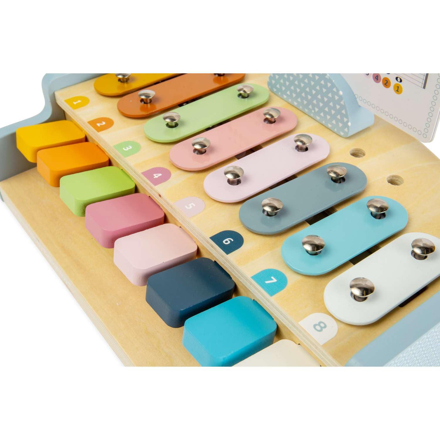 Bigjigs Toys Xylo Piano | Drewniany fortepian i ksylofon, zabawka muzyczna 2 w 1, 8-klawiszowa klawiatura dla maluchów, instrumenty dla niemowląt z trzepakami i arkuszami piosenek, prezent dla dzieci