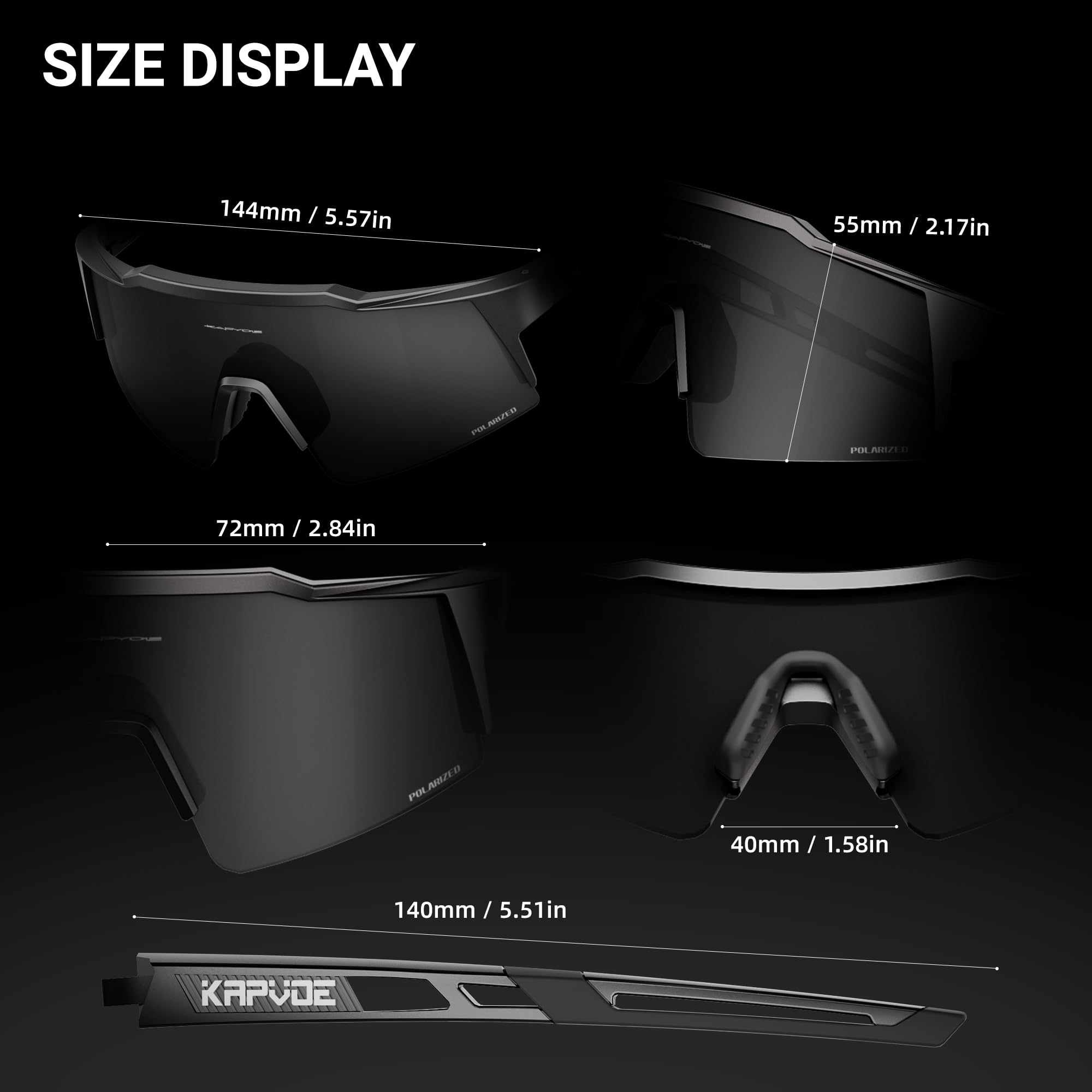 KAPVOE Lunette de Cyclisme Polarisées Homme Femme 1 lentille ou 4 lentilles interchangeables Tr90 Cyclisme VTT Lunette K9023