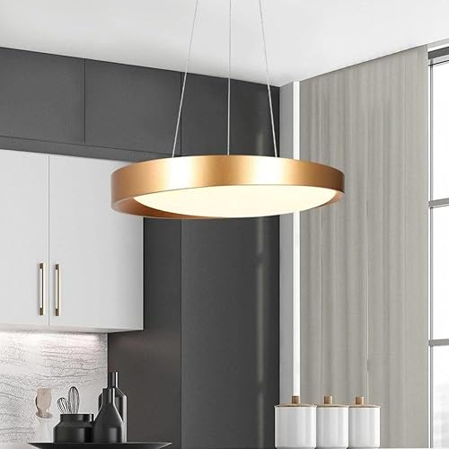 Candelabro de oro moderno, candelabros LED para comedor, lámpara colgante dorada para isla de cocina, vestíbulo, 19.5 pulgadas de diámetro