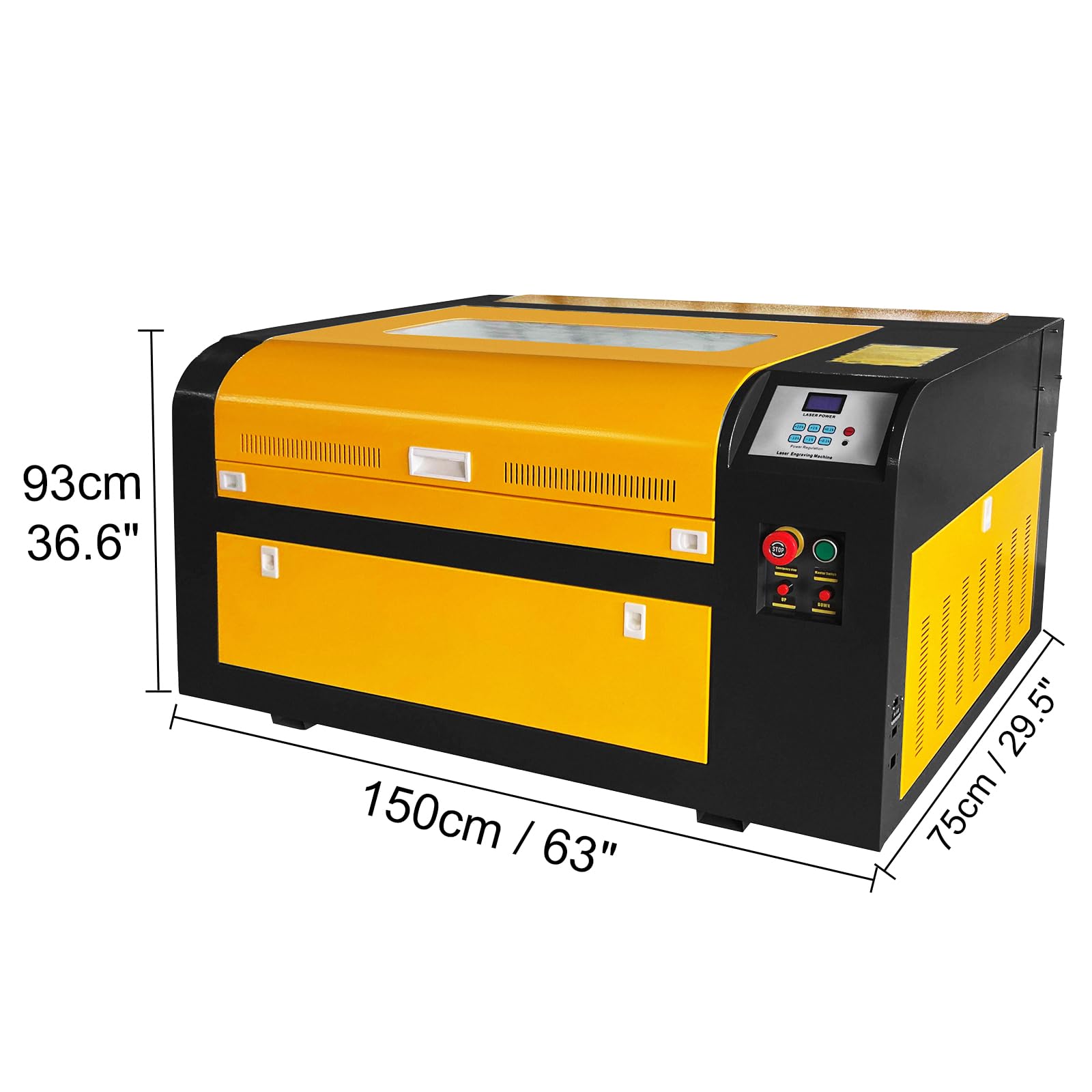 Maszyna do grawerowania laserowego CO2 Grawer laserowy 600 mm x 400 mm Grawer laserowy Profesjonalny Żółty Czarny Laser Cutting Grawerowanie Drewna Skóra Akrylowa (60 W)