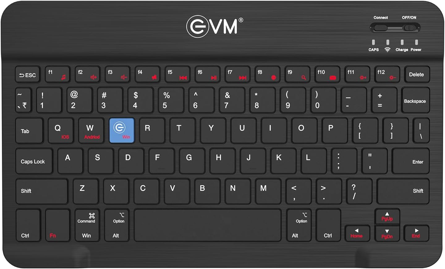 EVM EnEdge Keyboard for iPad, Android & Laptop | Multi-Device Wireless Keyboard with One-Click Switching | Rechargeable Type-C | Ultra Slim Wireless| Bluetooth 5.0 | 1 Year Warranty (WLKM)