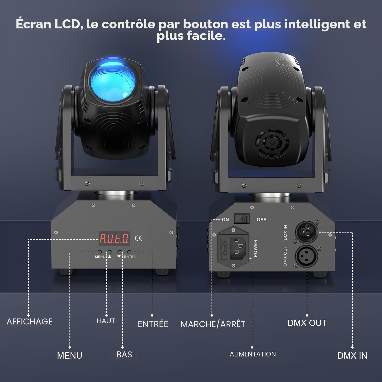 UKing Mini RGBW LED Beam Lyre LED d-mx 11/13 CH Spot Lumière Disco Lumière Effets de Lumière Contrôlés par la Musique pour DJ Disco Party Club Bar Scène