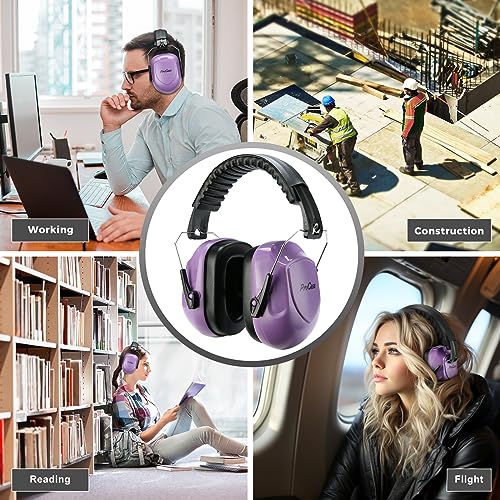 Image of ProCase Noise Reduction Ear Muffs, Sound Proof Ear Protection, NRR 28dB Noise Cancelling Headphones for Adults Kids Autism, Hearing Protection for Mowing -Pure Purple