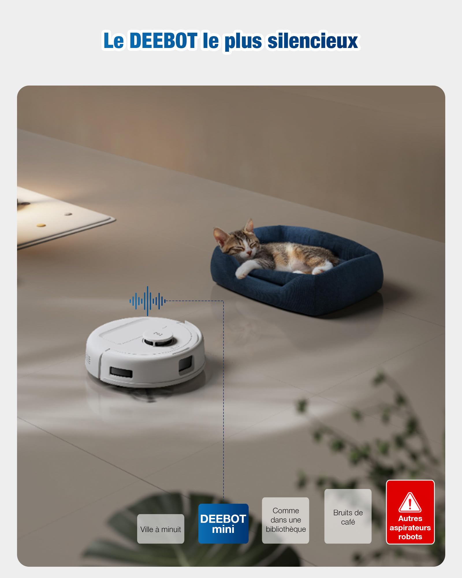 ECOVACS DEEBOT Mini Aspirateur Robot, Aspiration 9 000 Pa, ZeroTangle 2.0, TrueMapping 2.0, séchage à 45 ℃, vidage Auto, Lavage Intelligent en Profondeur, Nettoyage Auto en Un clic, Bleu