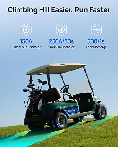 Miniatura 3 de DC HOUSE Batería mejorada para carrito de golf de litio de 36 V 100 Ah con interruptor, batería Lifepo4 con cargador de 36 V 25 A, monitor Bluetooth