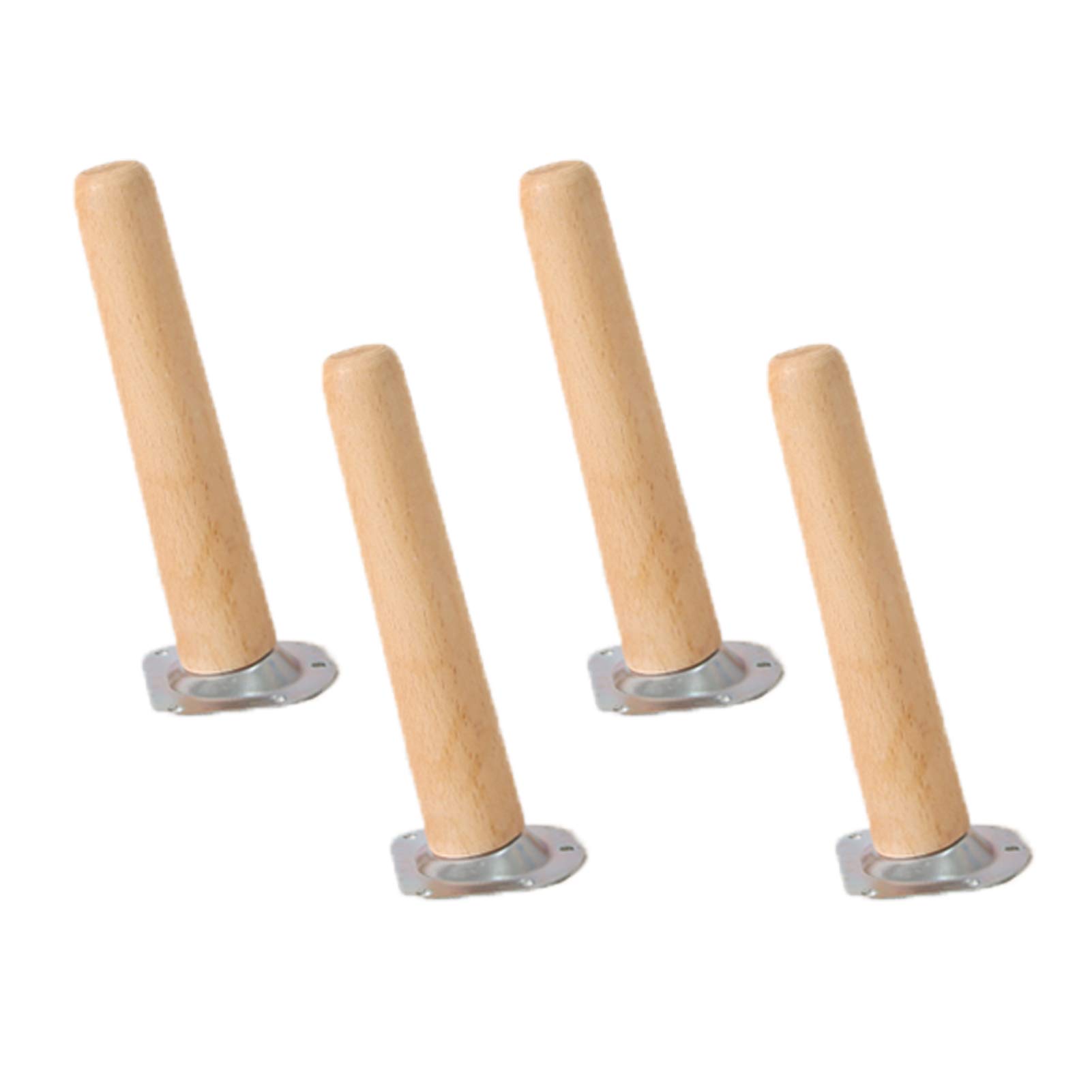 BHFPFZA Round Wooden Furniture Legs 4 Replacement Table Feet for Sofa TV Stand & Dining Table Inclined Design with Mounting Plates & Screws (5cm)