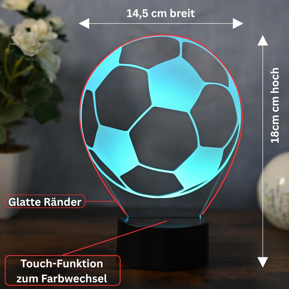Lampa LED do piłki nożnej – sportowa dekoracja i lampka nocna dla piłkarzy, fanów i trenerów – pomysł na prezent dla mężczyzn, młodzieży i dzieci, światło klubowe