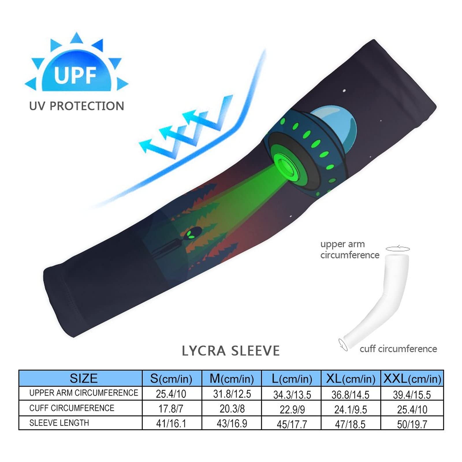 Alien UFO at Night Unisex Cooling Arm Sleeves Fashion Sun Cover Fingerless Gloves for Basketball Football Volleyball S