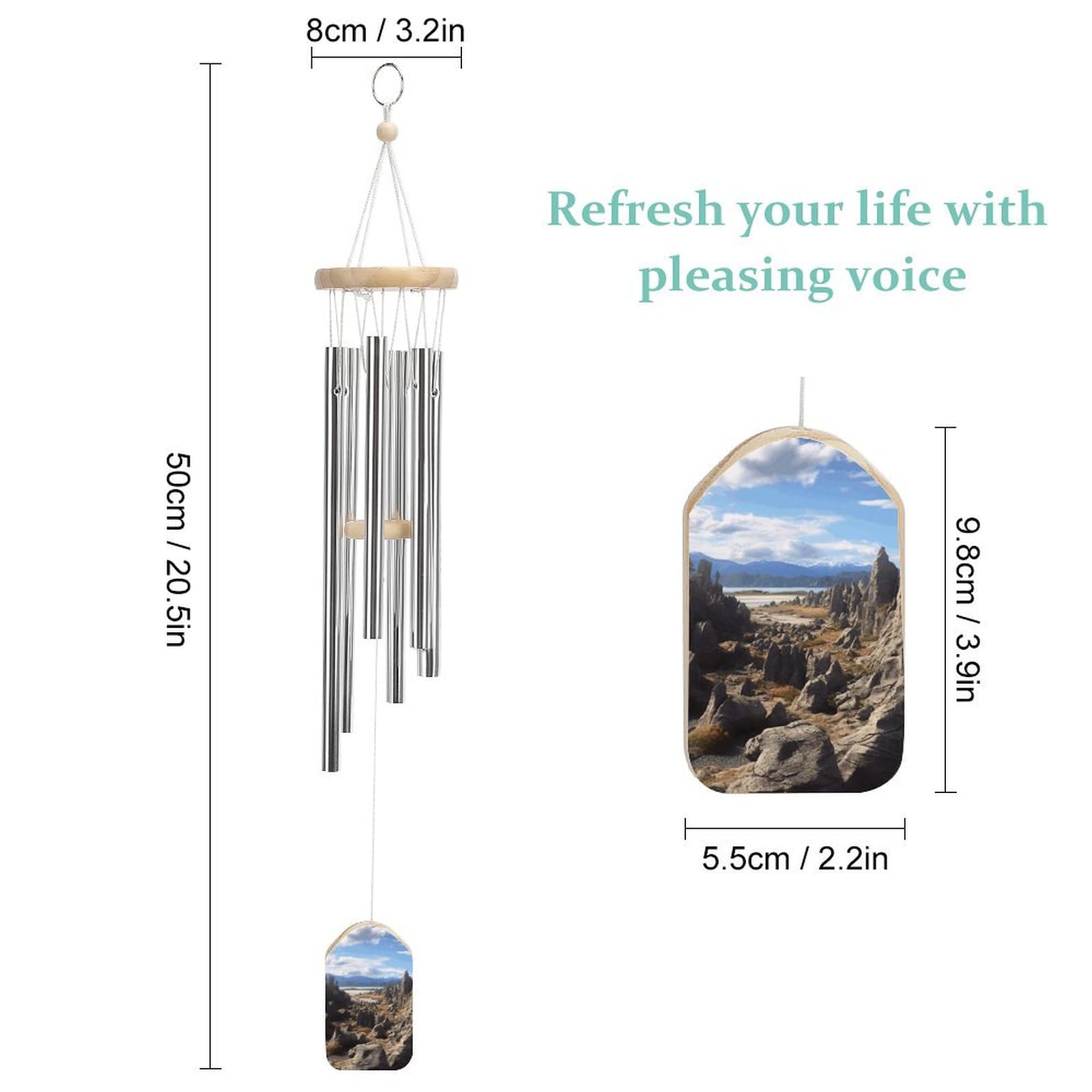 Outdoor Wind Chimes, Rocks Scenic Printed Wind Chimes,Simple Wind Chimes,Curtain Wind Chimes for Home Decoration