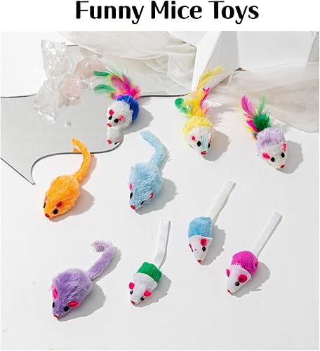 Miniatura 6 de Surtido de 25 piezas de juguetes para gatos juguete colgante para gatos, juguetes de hierba gatera, teaser de plumas, ratones, bolas y campanas