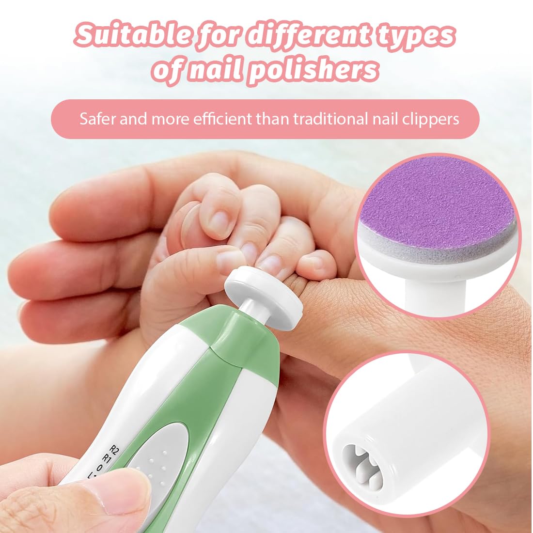JEYORZY 12 Pièces Lime à Ongles Électrique pour Bébé Tampons de Rechange pour Coupe-Ongles Kit de Coupe Ongle Bebe Têtes de Meulage Remplacables pour Nouveau Né Enfant et Adulte Orteils