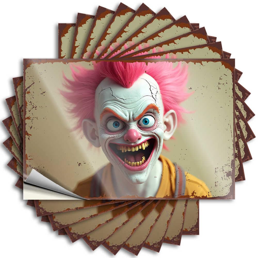 Sticker - Happy Bumper Scary Clown with Pink Hair and Creepy Smile for Diatomaceous Grunge Room Decor Aesthetic(12X18CM)