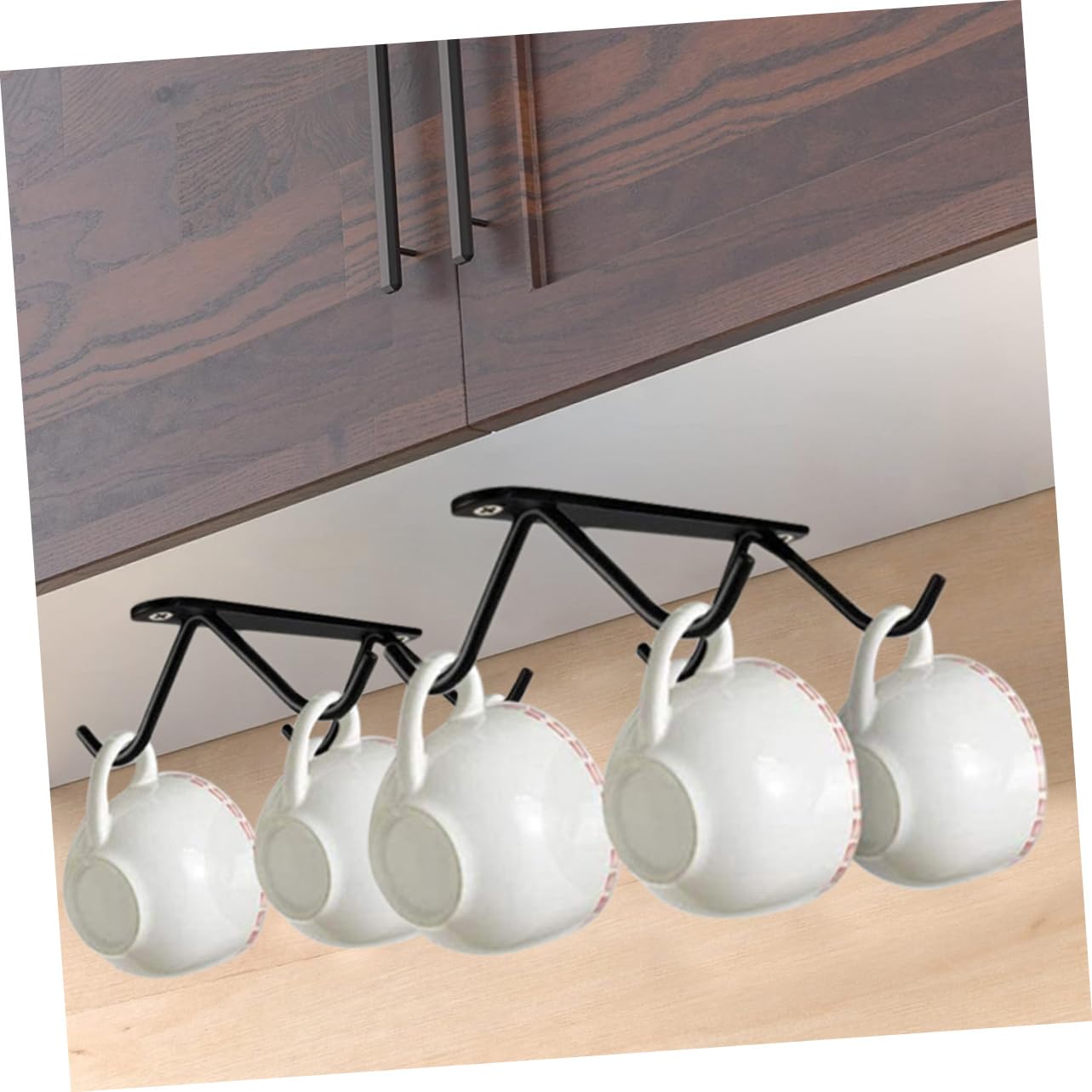 ABOOFAN 5 Set Allacciare Staffa Per Tazze Sotto L'armadio Supporto Per Scola Tazze Accessorio Da Cucina Portabicchieri Per Uso Domestico Porta Tazze Black Ferro Da Stiro 2 Pezzi * 5