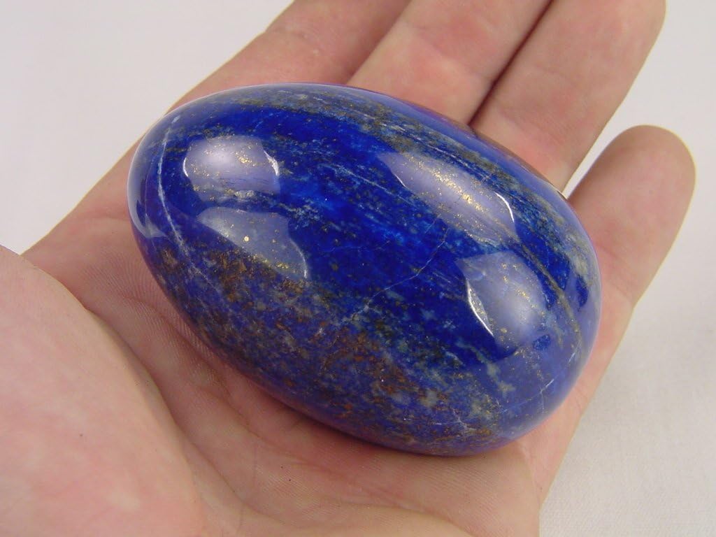Natural Afghanistan Lapis Lazuli Egg Healing Stone Carving with Stand