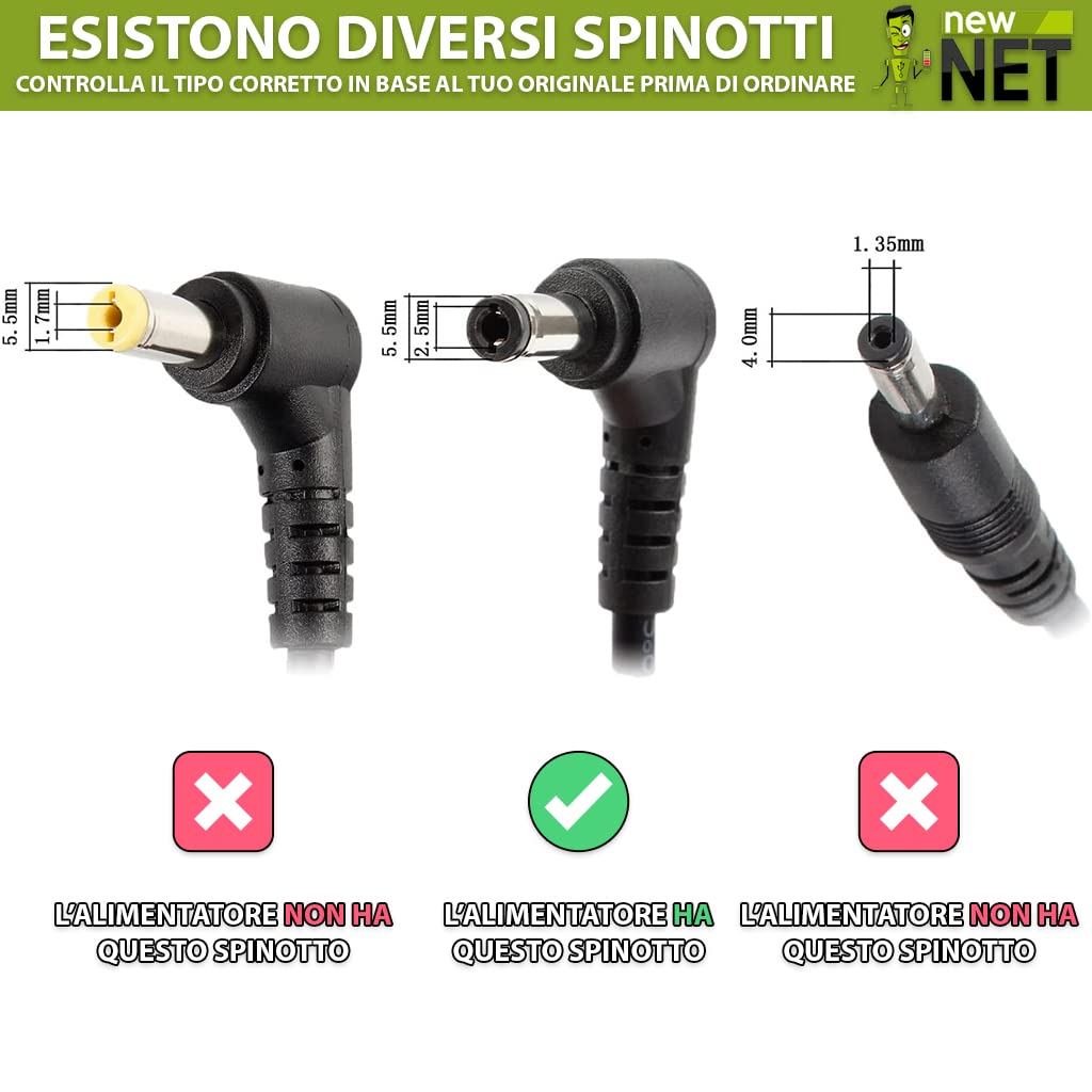 New Net Alimentatore - Caricatore Caricabatteria compatibile con Notebook Gigabyte AERO 15-Y9-4K80P 15XB 15-X8 15S OLED XA-7JP5130SP ZX8-CR5S1 15 OLED XA 15XA [ 19.5V 11.8A 230W - 5.5x2.5 mm ]
