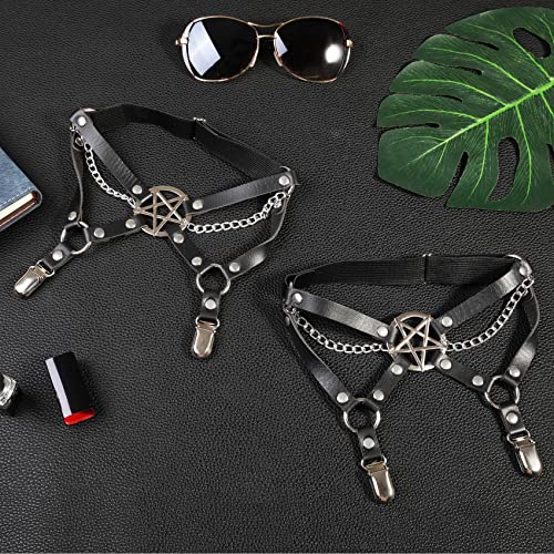 Alisikee 2Pcs Adjustable Star-Shaped Leg Garter Chain With Anti-Slip Clips, Elastic Pentagram Thigh Garters For Women #TOP2