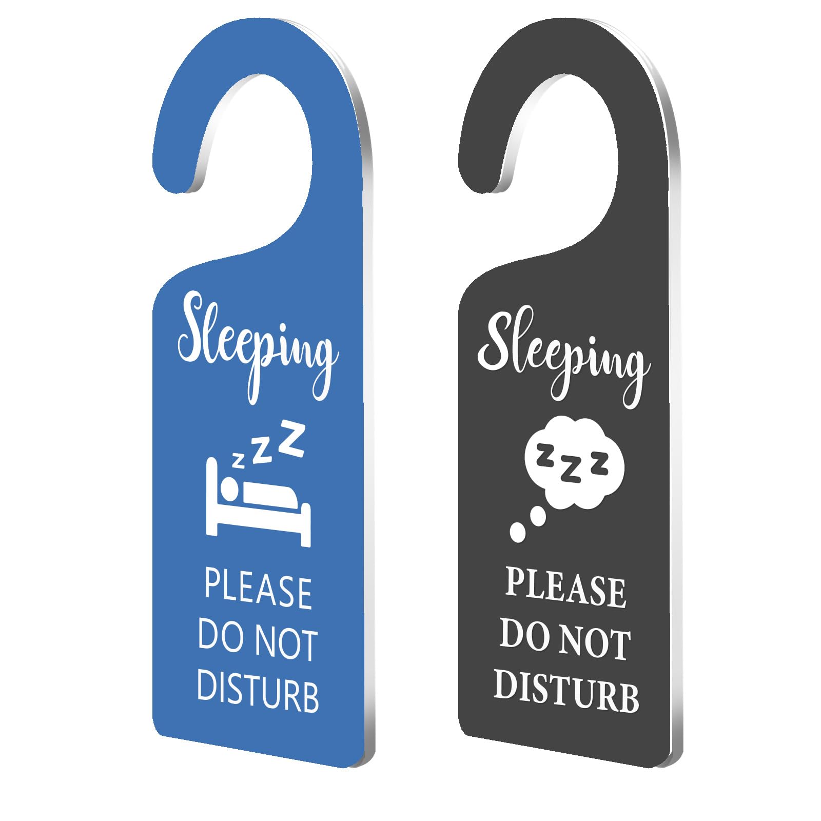CHGCRAFT 2 Packs Sleeping Do Not Disturb Door Sign Sleeping Sign for Door Engraved Acrylic Hanger for Home Bedroom Hotels Hospital