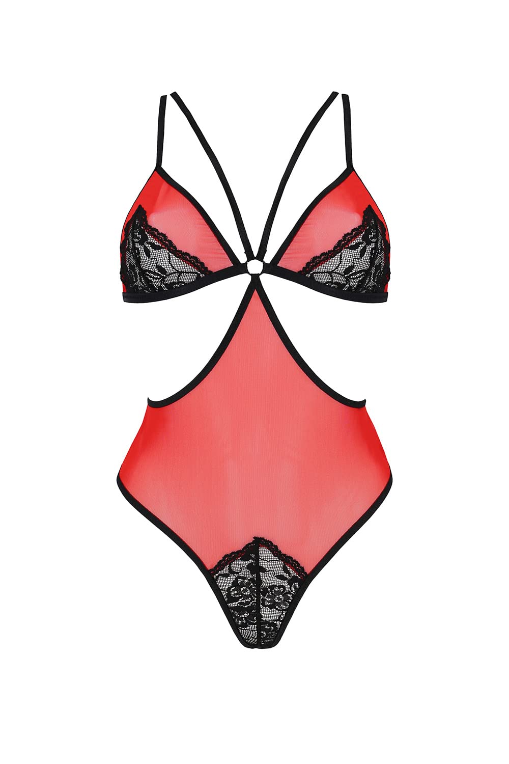 Passion Body Femme Sexy Bretelles Dentelle Tulle Séduisant Peonia Body Rouge XXL-3XL