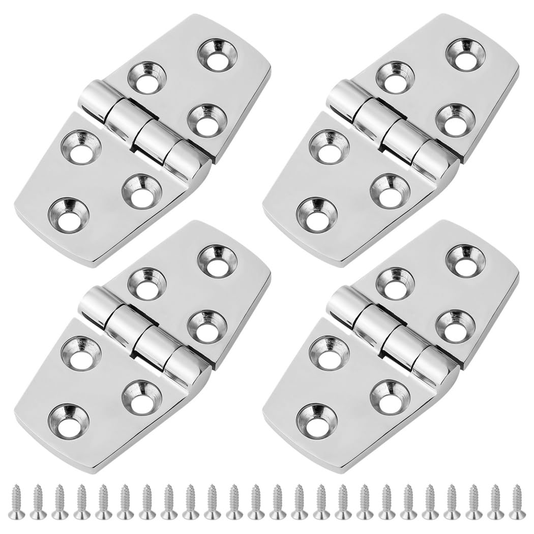 Hinges Door Boat Pcs 4, 316 Hinges Door Steel Stainless Flush 3×1.5In With Screws, Hinges Duty Heavy Grade Marine, For Boats Hinges Polished Mirror, Windows, Doors, Yachts, Cabinets